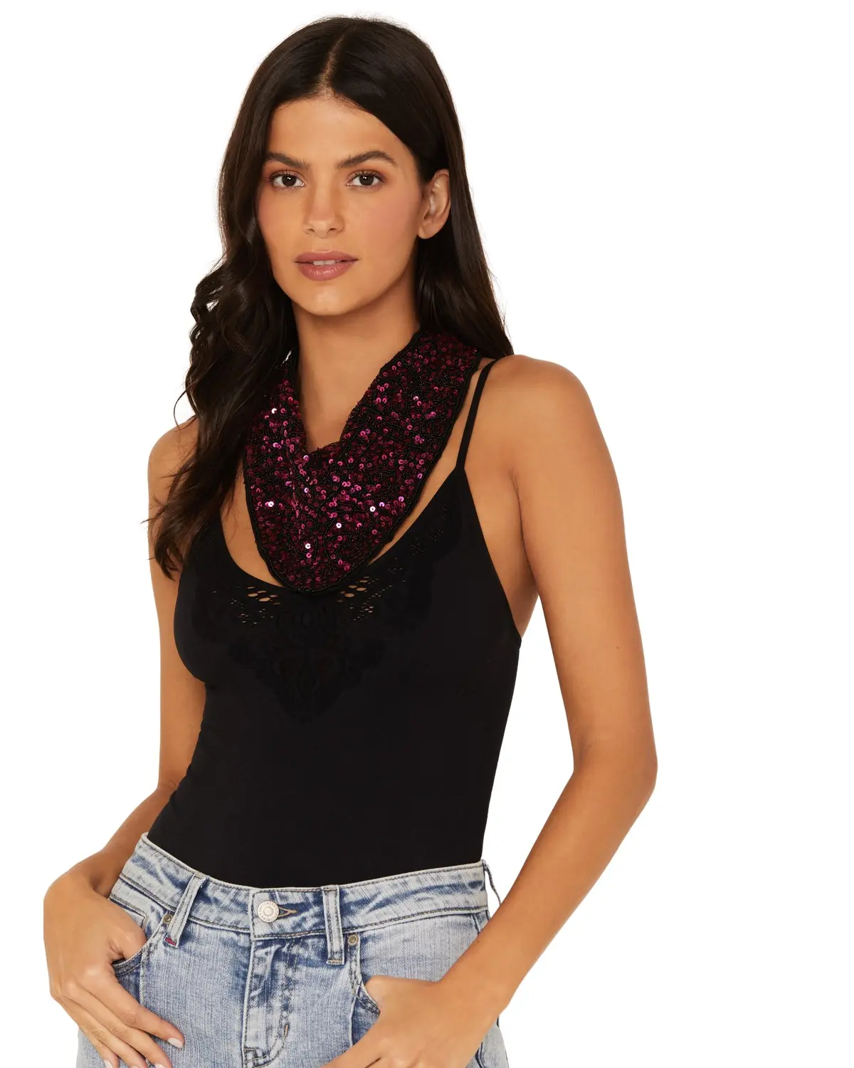 Idyllwind Women's Women'S Monroe Fuchsia Sequin Bandana Necklace - Iwaho22n10