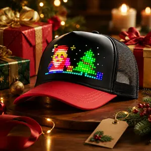 Smart LED Baseball Cap with Bluetooth App Control, RGB Customizable Scrolling Message Board, Adjustable Snapback Trucker Hat, LED-Style Themed Party Hat for Festivals & DIY Personalized Gifts, Led-Style Party Hats
