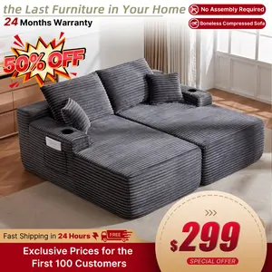 69" Cloud Sectional Couch L-Shape Chaise with R-Shape Chaise Deep Seat Comfortable 2 Seater Plush Fabric Black,Chaise Lounge,No assembly required,Boneless sofa bed