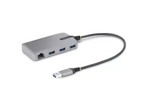 StarTech.com 3-Port USB Hub with Ethernet - 3x USB-A Ports - Gigabit Ethernet (RJ-45) - USB 3.0 5Gbps - Bus-Powered - 1ft/30cm Long Cable - Portable Laptop USB Hub Adapter w/ GbE 5G3AGBB-USB-A-HUB