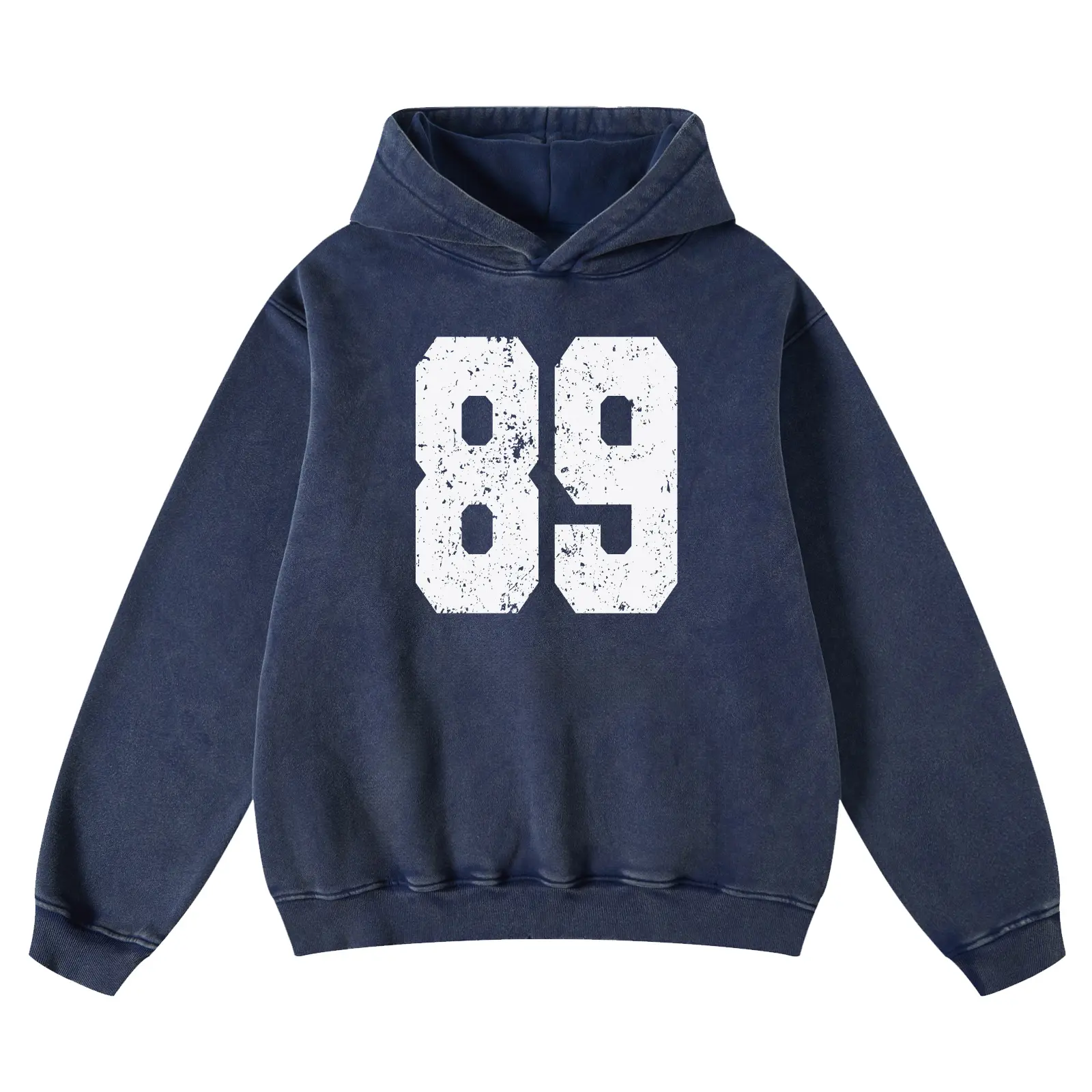 FAIABLE Oversized Fit Pullover Hoodie for Men - Big Number Print 89, Quick On, Ribbed Cuffs Hold Shape, Comfortable Long Sleeve Fleece Tops for Casual Looks, Royal Blue 07, Mensfashion Style