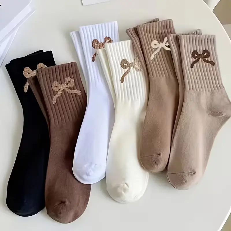 Women's High Compression Mid-Calf Socks (6-Pair Assortment Pack with Bow) - Athletic, Casual, Cute Fashion Socks for Women, Assortment Pack Mid-Calf Socks