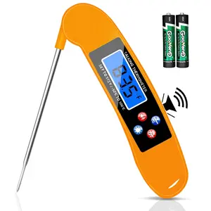 Digital Talking Thermometer for The Blind, Orange   Read  Thermometer with Talking Function and Backlight, Meat Thermometer with Probe for Cooking and Grilling, and