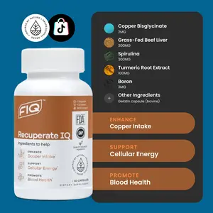 Recuperate IQ Dietary Supplement with Copper Iron Magnesium Zinc Vitamin for Cellular Health Energy Boost 60 Capsules
