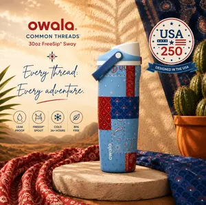 Owala Common Threads 30oz FreeSip Sway Water Bottle USA 250 Celebration Edition Insulated Leak Proof Travel Hydration Cup