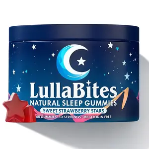 LullaBites Sweet Strawberry SleepGummies - Melatonin-Free NaturalIngredients - 60 Count - Edible Plant-Based Formula for Nighttime Wellness