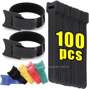 Releasable Black Nylon Cable Ties – Adjustable Loop & Hook Fastener Straps for Cord, Wire, and Multi-Purpose Bundling