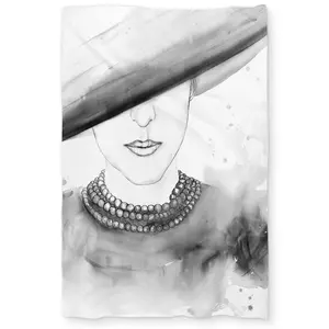 360 Stand Twin Size Extra Long Microfiber Duvet Cover - Figurative Print Lady with Hat Design, Artistic Look, Machine Washable Bedding for Twin Beds, Home Decor Textile, Extra-Long Duvet Covers, Graphic Duvet Covers
