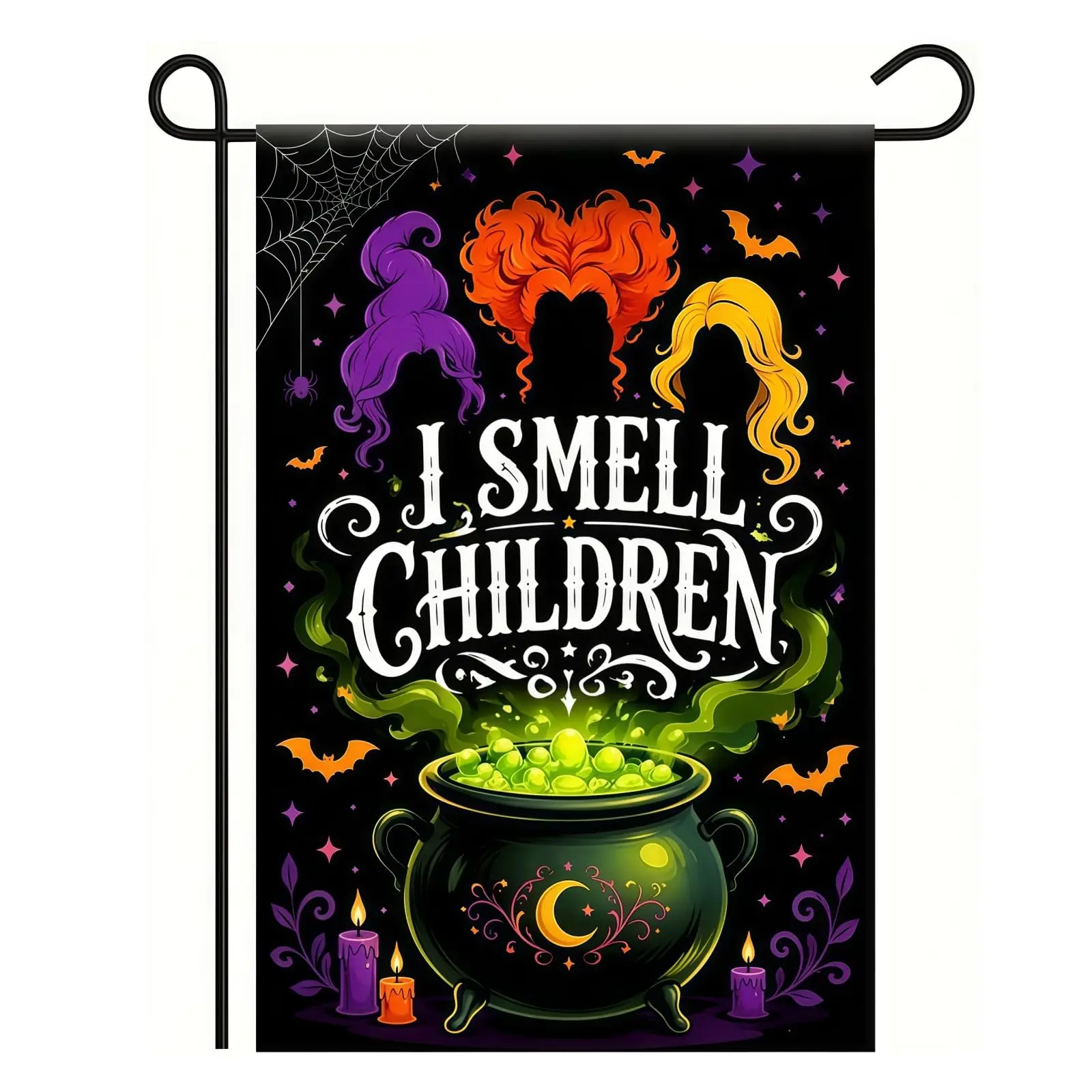 Halloween Garden Flags 12x18 Double Sided, Yard Flags for Outside | Witch Cauldron Magic Small Outdoor Decor Flag for Farmhouse Porch Lawn Home Decor