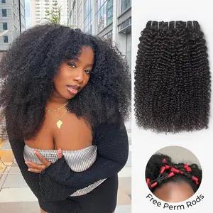[Wequeen] 4C-Friendly Kinky Curly Hair Bundles 12-28 Inch 10A Grade Brazilian 100% Human Hair Budget-Friendly Sew-In/Glue-In Quick Weave Free Perm Rods Valentine Gifts