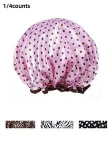 4 Pieces Shower Cap Set For Women, Elastic And Reusable, Cartoon Hair Bath Caps, Double Waterproof Layers Bathing Hat Sleep Bonnet