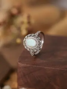2025 New High Quality 100% 925 Sterling Silver Sparkling White Opal and Zircon Engagement Ring Anniversary Commemorative Party Jewelry Gift