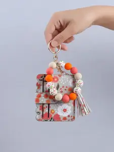 Women's RFID Blocking Trifold Flower Pattern Wallet, Keychain Coin Purse, Ditsy Floral Design, Elegant Card Holder Organizer, Daily Gift for Women