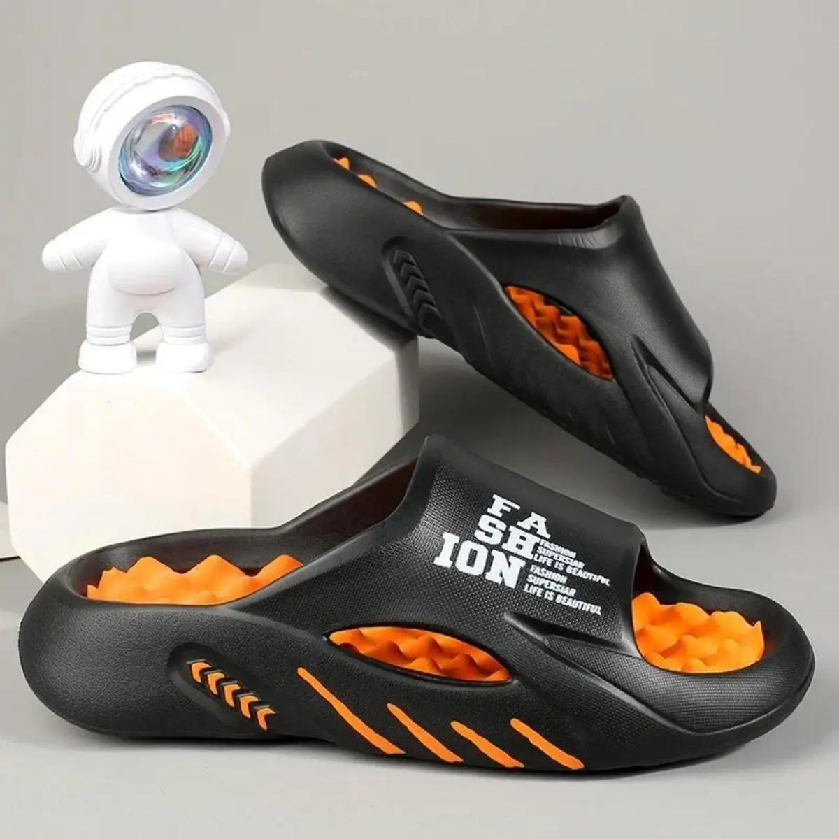 Men's EVA-Rubber Lightweight Massage Walking Slippers - Non-Slip Platform Soft-Sole Clogs, Indoor Home & Summer Beach Use Footwear