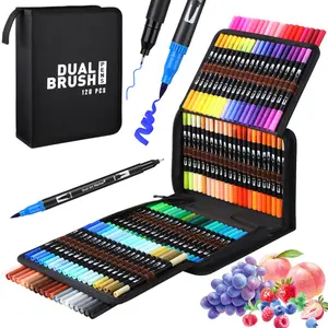 Dual Brush Markers Pens, Artist Coloring Marker Set, Marker Calligraphy, Fineliner & Brush Tip Pen, Drawing Tools, with Case Coloring Books Journal, Drawing, DIY Art Design, Art Painting Supplies, Art Craft Supplies,12/24/36/48 Colors