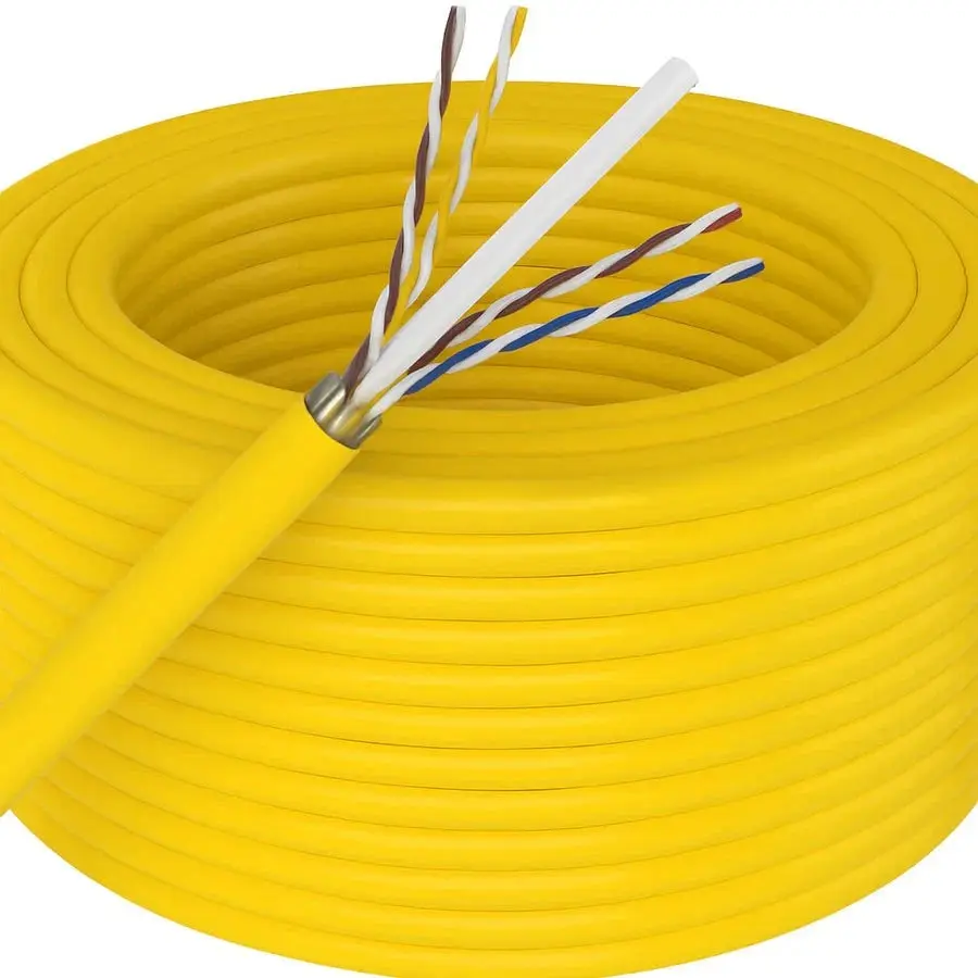 AT Cat6 Ethernet Cable 23AWG 600Mhz UL Bare Solid Copper Wire UTP 500' Yellow