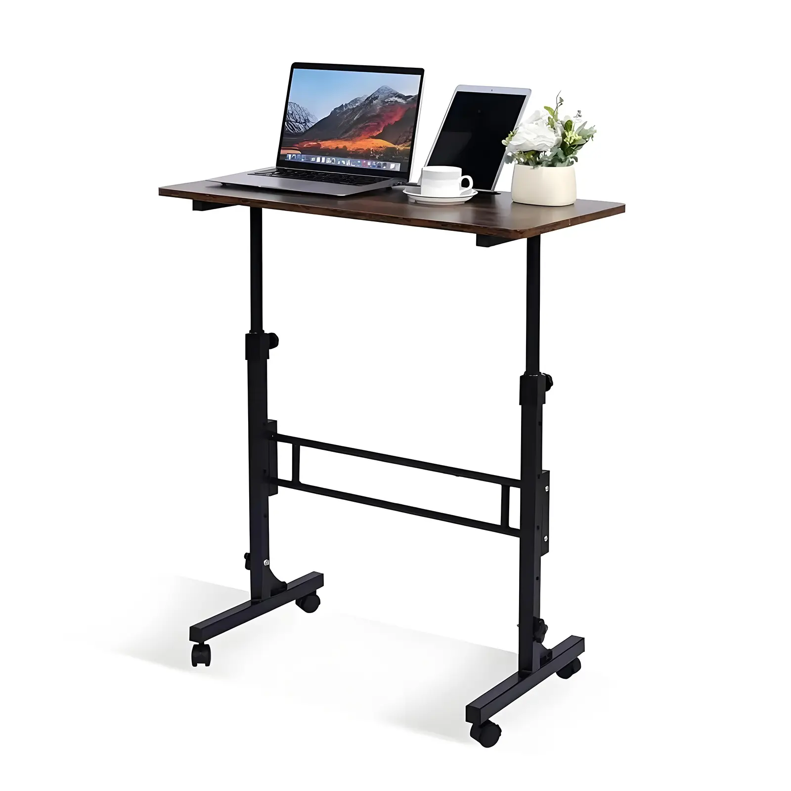 Adjustable Portable Mobile Standing Desk - 80x40cm (31.5x16in) Steel Frame, Home Office Furniture, Laptop & Computer Accessory Stand