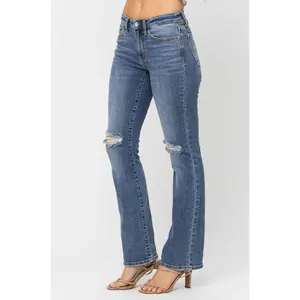 Judy Blue Knee Destroyed Bootcut Jeans