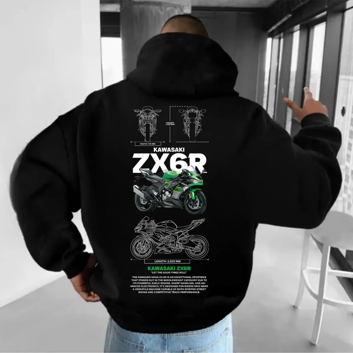 Kawasakii ZX6R Hoodie,Shirt For Men For Women, Sport Car Shirt, Car Clothing Classic Cotton