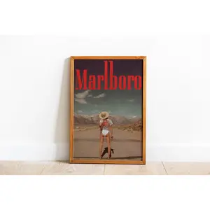 [Sale Up To 60%] - Free Ship. Unframed - Vintage Cigarette Western Poster Print Retro Marlboro Print Vintage Marlboro Art Print Marlboro Model Bikini Poster Preppy Posters