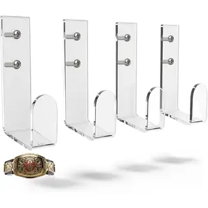 4 Pcs Wrestling Championship Belt Wall Display Holder Horizontal Wall Mount Display Organizer Secure Rack for Wrestling Gifts and Awards
