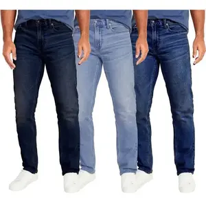 Men's 3-Pack Flex Stretch Slim Straight Jeans with 5 Pockets Denim Fabric Menswear designer jeans Streetwear Casual Stylish Stretchy Blue Medium Pants Trouser