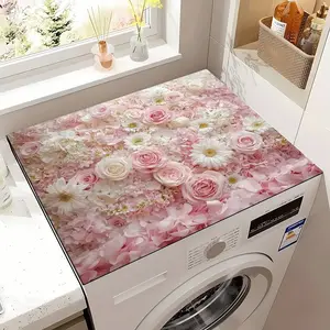 1pc Washing Machine Cover Sun Protection Pad, Home Roller Automatic Universal Cover Cloth, Floral Protective Case
