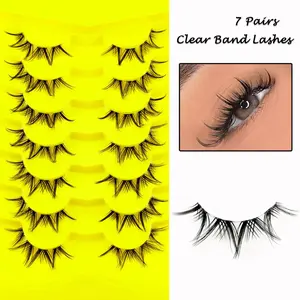 Natural False Eyelashes, 7 Pairs Wispy Faux Cluster Lashes, Volumized False Eyelashes for Women and Girls Eye Makeup Enhancement