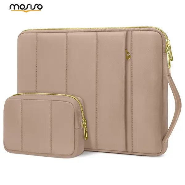 MOSISO 13-14 Inch Puffy Laptop Sleeve with Small Case & Side Handle Soft Protective Bag for MacBook Air Pro HP Dell ASUS Lenovo Lightweight Quilted Computer Case, Laptop-Friendly Laptop Bags, Multi-Format Laptop Bags