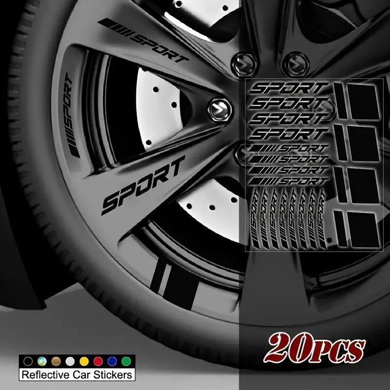 Car wheel decals, stickers for marking the sporty racing wheels, can be easily stuck on, used once only, with irregular shapes, Automotive, Car Accessories, Reflective Sticker