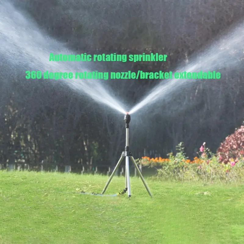 360 Degree Rotatable Tripod Sprayer Nozzle, Auto Rotation, Adjustable Height, Large Coverage, Universal Connector, Ideal for Garden Lawn, Garden Watering Sprinkler, Rotating Nozzle