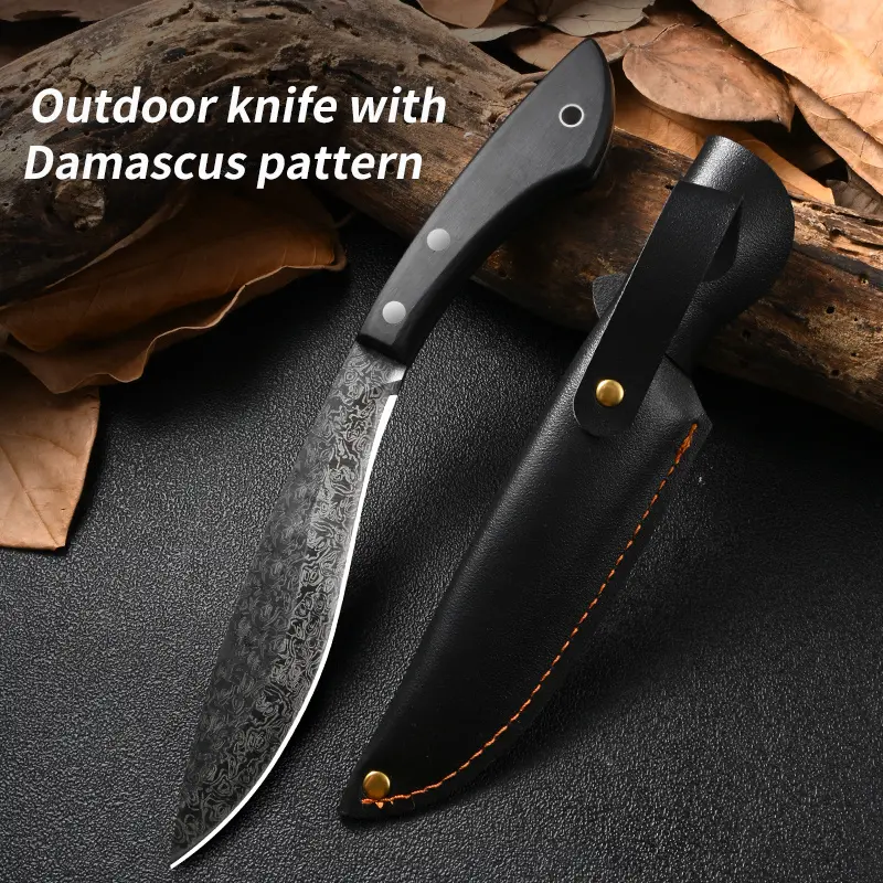 multi-functional knife with a multi-functional sharp blade, suitable for cutting meat, vegetables, fruits, and a leather storage case,g10