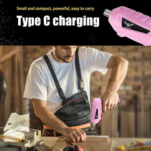 JENABOM 1pcs/8pcs/47pcs electric screwdriver, pink 3.6V cordless drill screwdriver with rechargeable drill set, front LED light, suitable for small home projects, office DIY tools, Power Tool