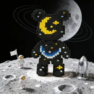 Creative Starry Bear 3D Puzzle Building Block Decoration, Home Office Shelf Decor, Party Decor, Ideal Gift for Holidays