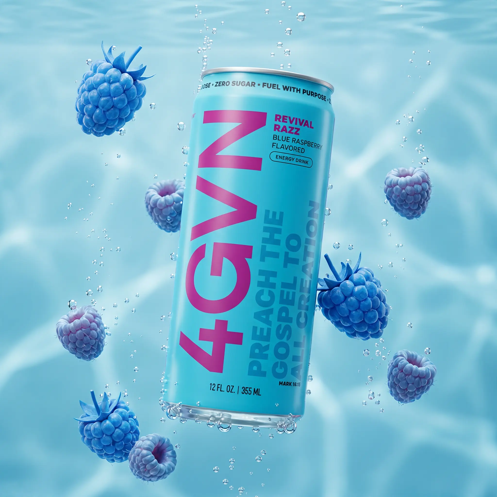 Revival Razz - Blue Raspberry 4GVN Energy Drink | Zero Sugar | 200mg Caffeine Beverage