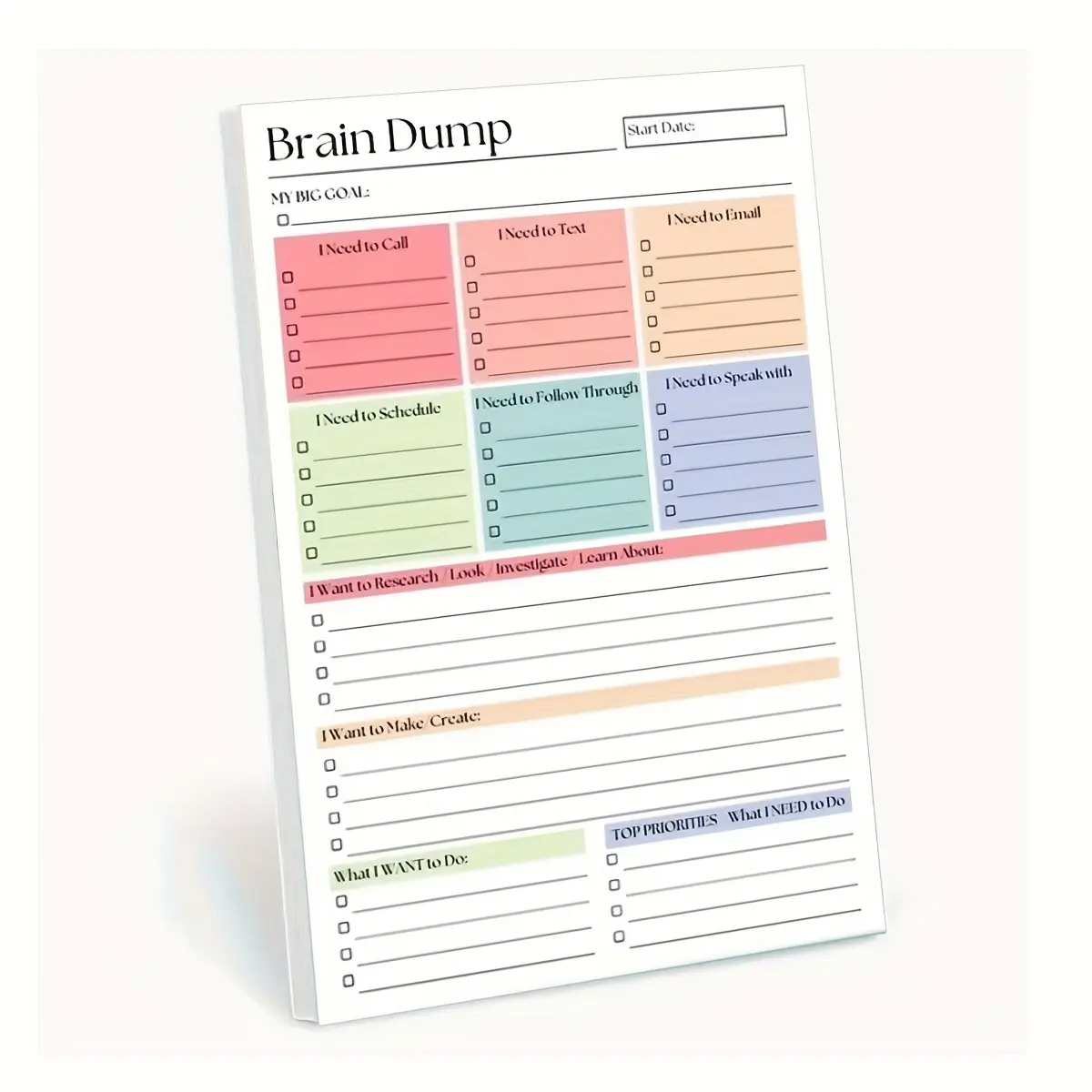 A5 Size 50 Page Brain Dump And To Do Notebook Daily Task Manager For Self Planners Project Managers Personal Organizers Minimalist Premium Paper Planner