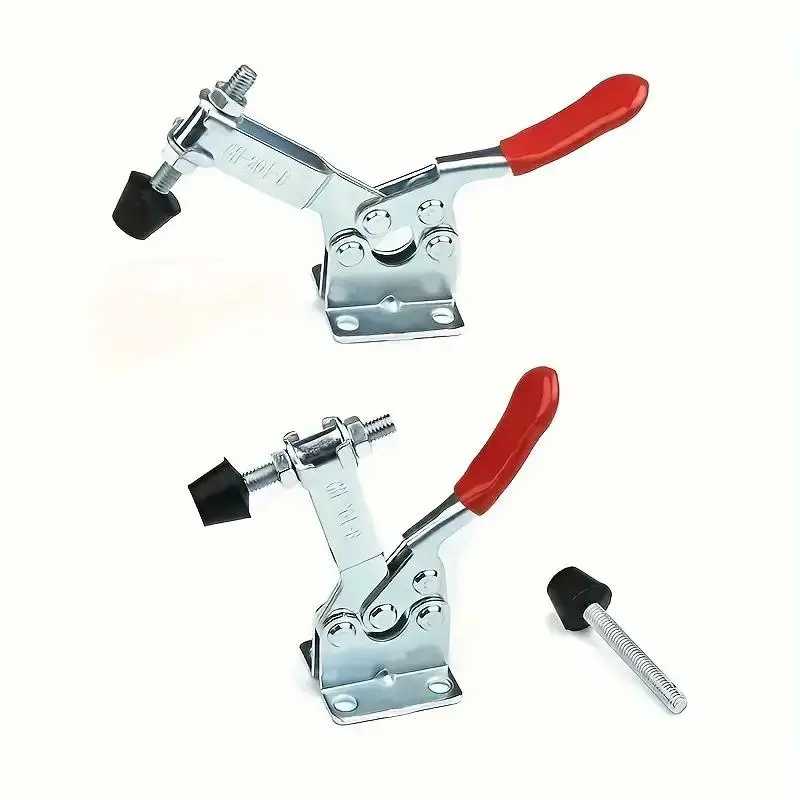4pcs Heavy-Duty Toggle Clamps GH-201B, Upgraded Secure Clamp 220.46LB Quick Release Durable Metal Hand Tools Hardware, Adjustable Pivot Point for Woodworking & Metalworking