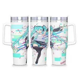 40oz The Miku Themed Insulated Tumbler I Stainless Steel Sports Water Bottle with Lid StrawHandle for Camping Hiking Daily Use