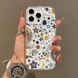 Trendy Magnetic Case for IPhone11/12/13/14/15/16/17 Pro Promax Air Plus, Galactic Starry Night Sky,Aesthetic Pattern Design Lightweight,AntiScratch,and Trendy