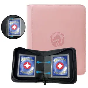 Large Pocket Side Loader Binder for 32 Cards, Premium PU Leather Trading Card Binder, Waterproof, Trading Card Storage, and, Suitable for Tcg, 3”x4” Hard Cards