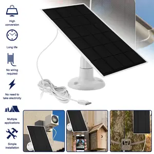 Solar Panel for Security Camera with Micro USB Port 4W Monocrystalline Silicon Charger for Ring Spotlight & Stick Up Cameras Outdoor Home Use
