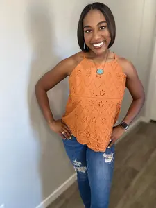 Rust Eyelet Top
