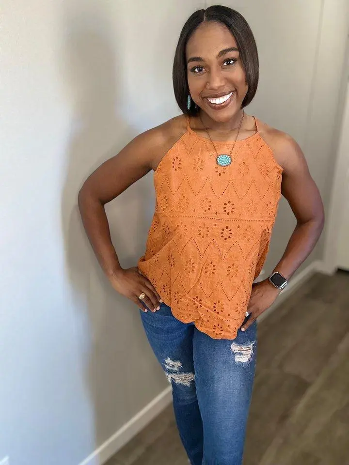 Rust Eyelet Top