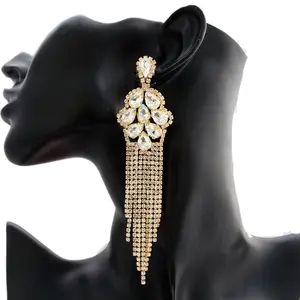 Aaliyah - clear gold dangle rhinestone earrings