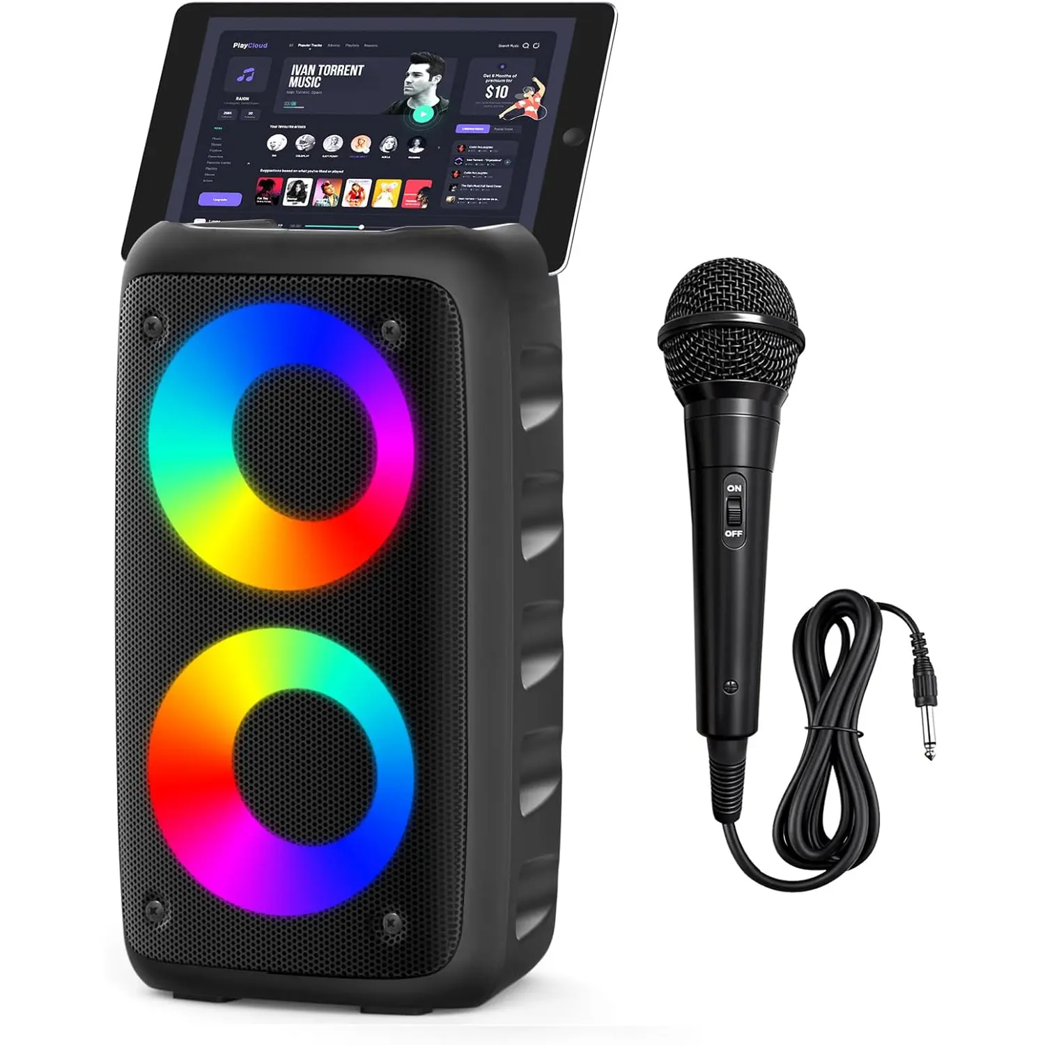 Portable Wireless Karaoke Speaker - Lightweight Rechargeable DJ/PA Stereo System for Adults, with LED Light, Button, TF Card, AUX In, REC, TWS, Phone & Tablet Compatibility, Music Setup for Camping, Outdoor Sport