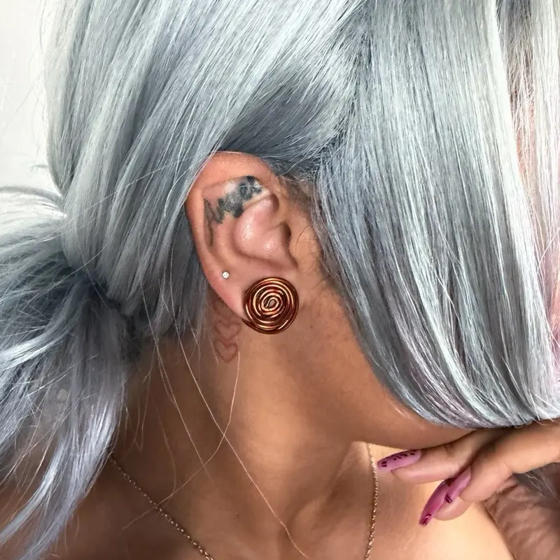 Non-Pierced Bronze Earring Coiled Echo Loop