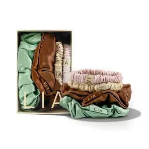 100% Real Silk Scrunchies Variety Pack - 2 medium + 2 Small