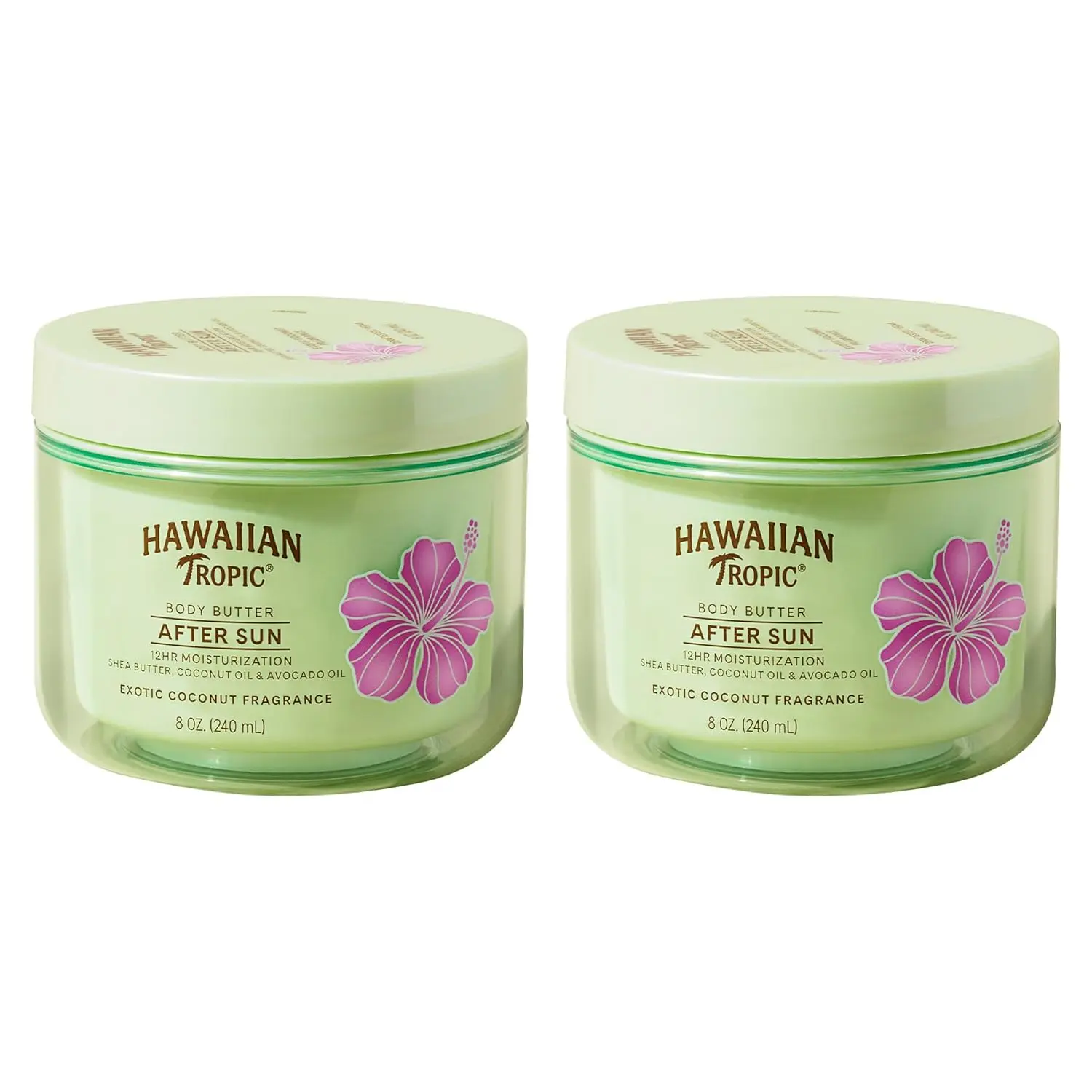 Hawaiian Tropic After Sun Body Butter with Coconut Oil, Beach Essentials, Tan Extender Lotion, 8oz each, Twin Pack (Pack of 2)