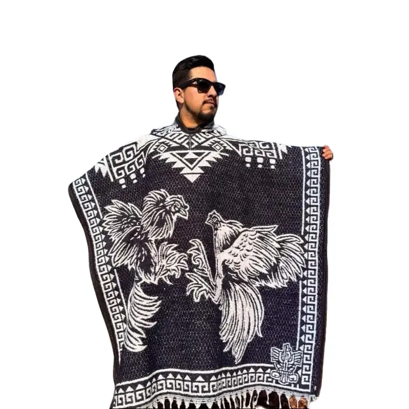 Poncho afelpado grueso - Artisanal Handcrafted Mexican Poncho Gabán One Size Fits All Versatile for Casual & Formal Wear Unique Designs All Seasons Wear gabán - capa caliente