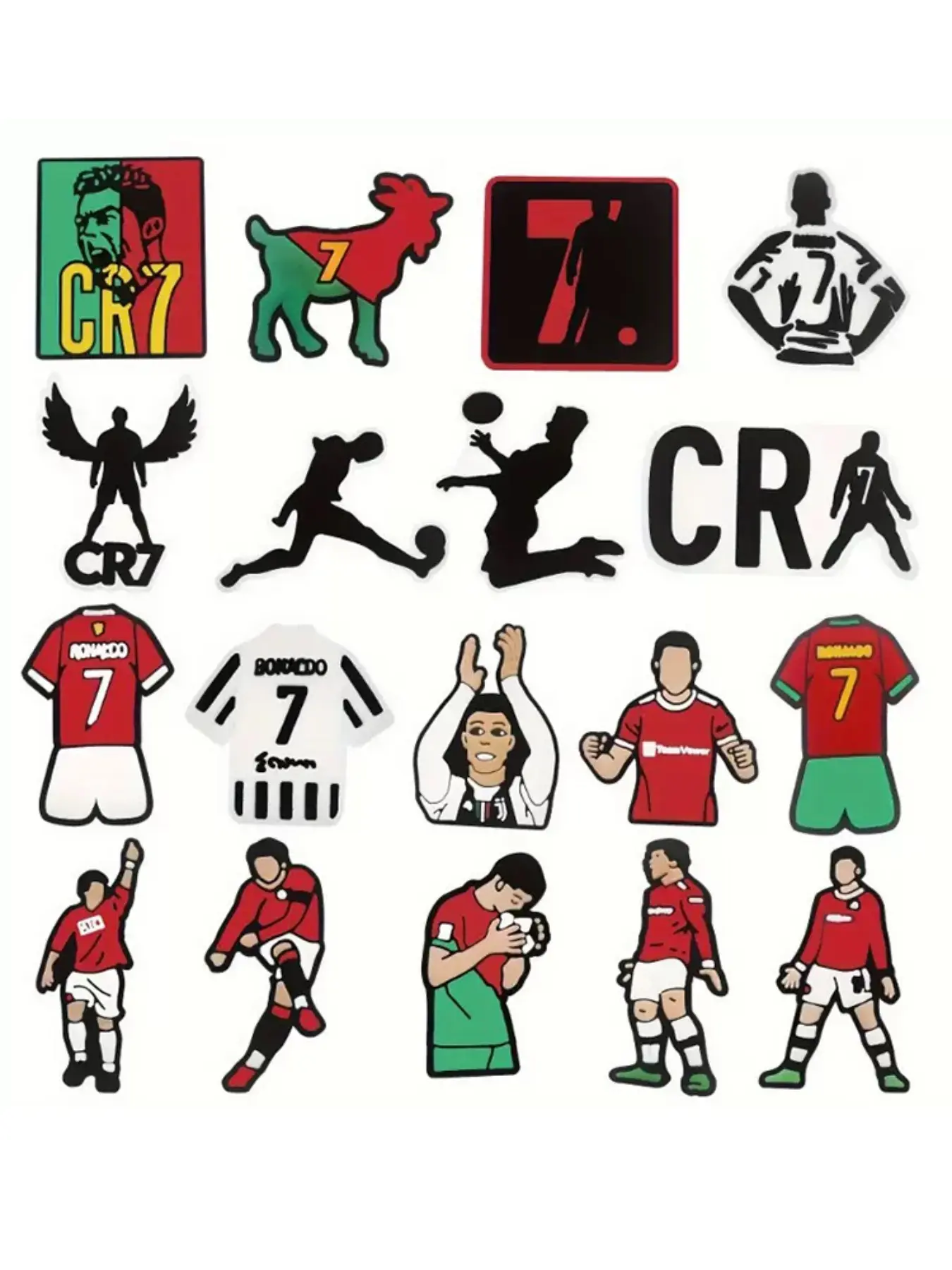 18-Piece Football Star Shoe Charms For Bubble Slides Clogs Sandals,PVC Shoe Decorations Accessories Buckle For Christmas Birthday Gifts, Decorative Shoe Accessories, Shoe Charms Set